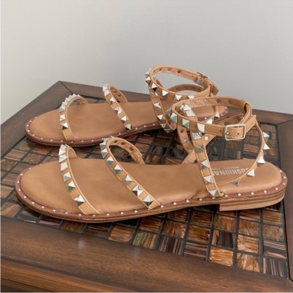 Cushionaire Talia Nude Studded Strappy Sandals - Picture 3 of 4